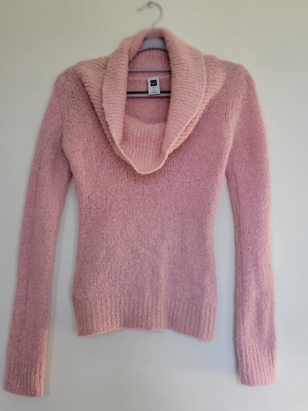 Cozy Gap Wool Blend Cowl Neck Pink Turtle Neck Sweater Knit Women Size XS